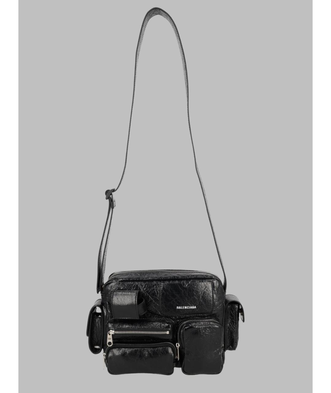 BALENCIAGA Черная кожаная сумка на плечо, фото 2