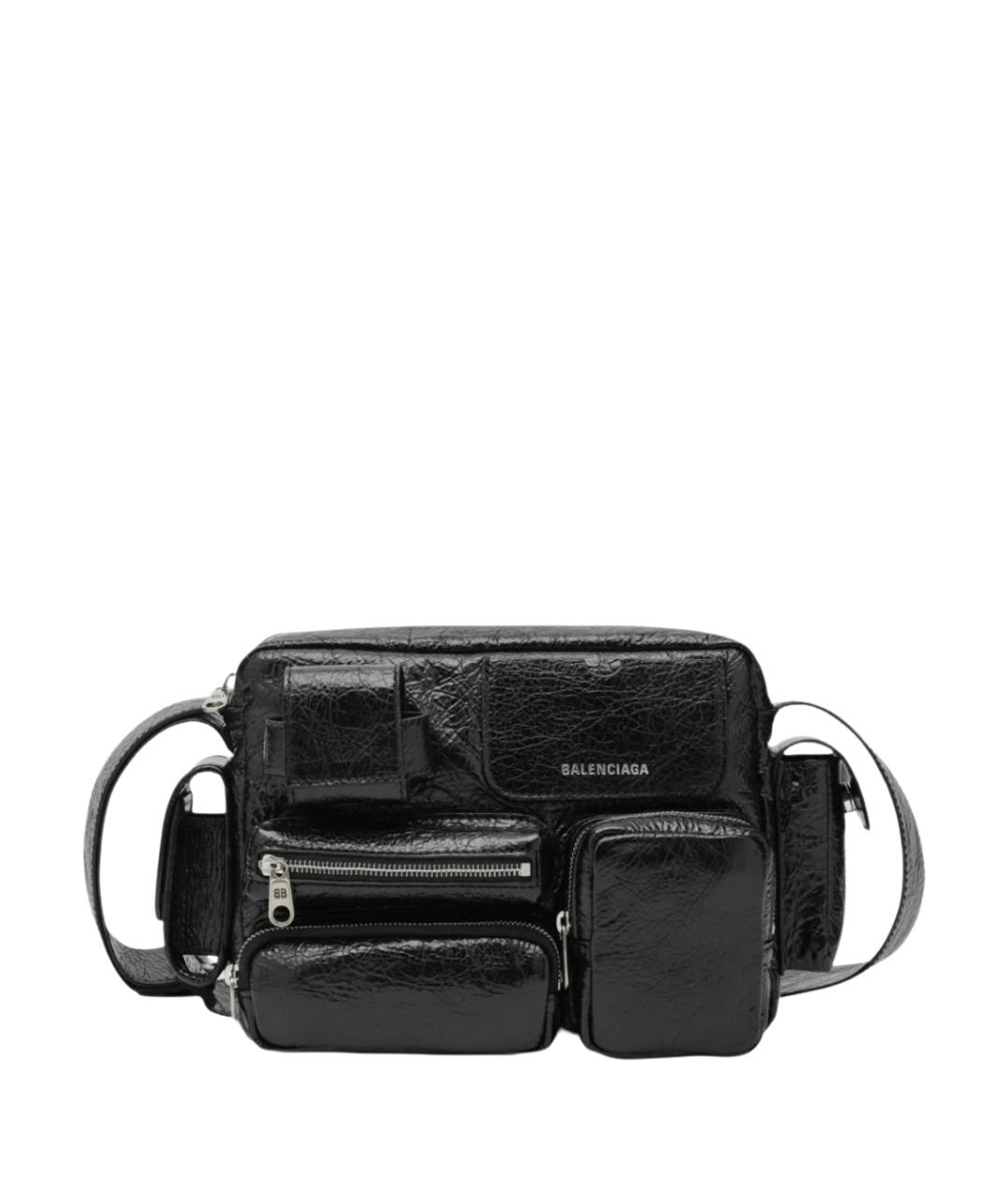 BALENCIAGA Черная кожаная сумка на плечо, фото 1