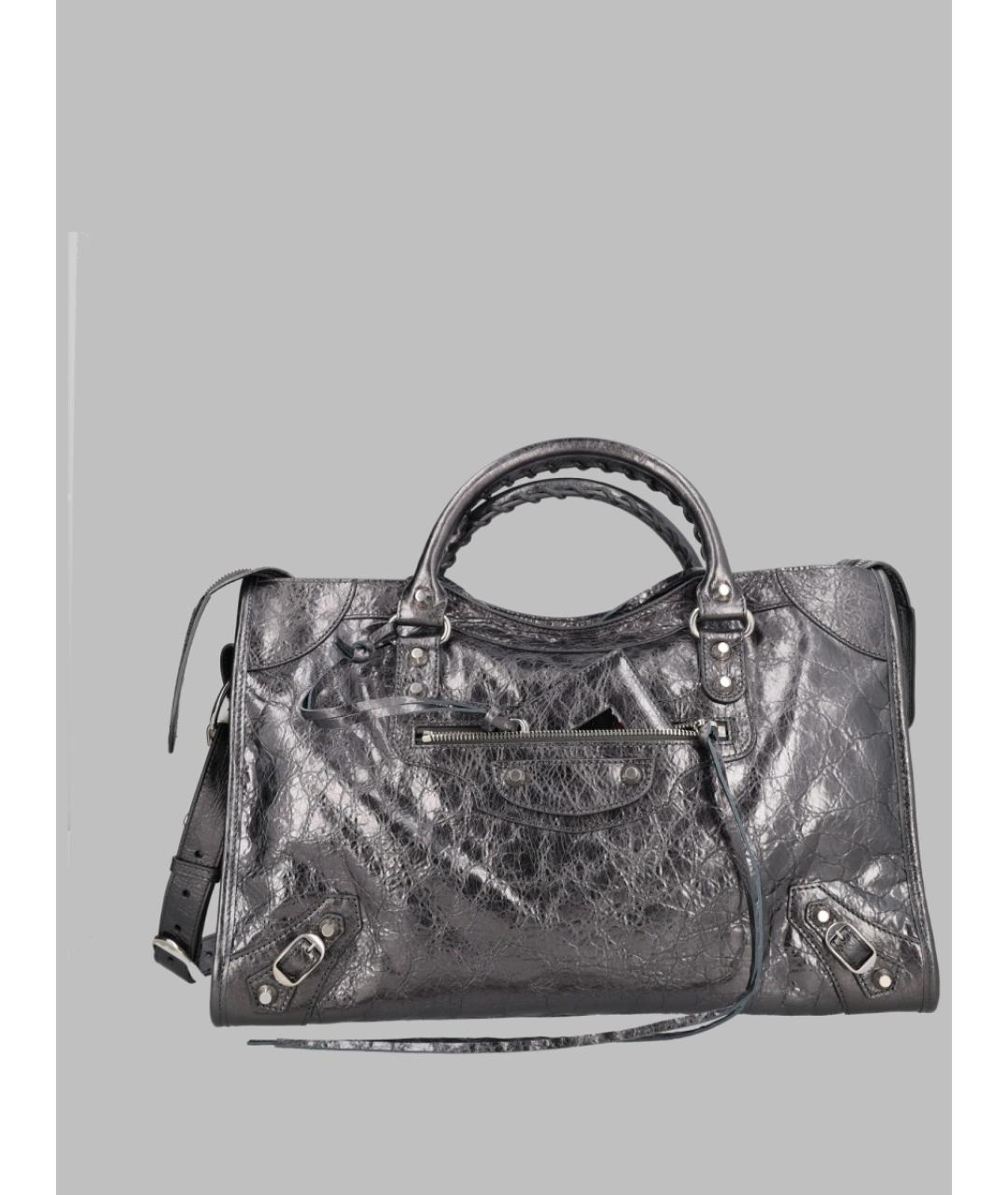 BALENCIAGA Серая кожаная сумка тоут, фото 3