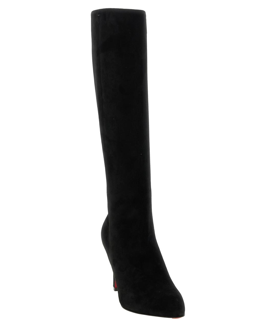 CHRISTIAN LOUBOUTIN Черные замшевые сапоги, фото 2
