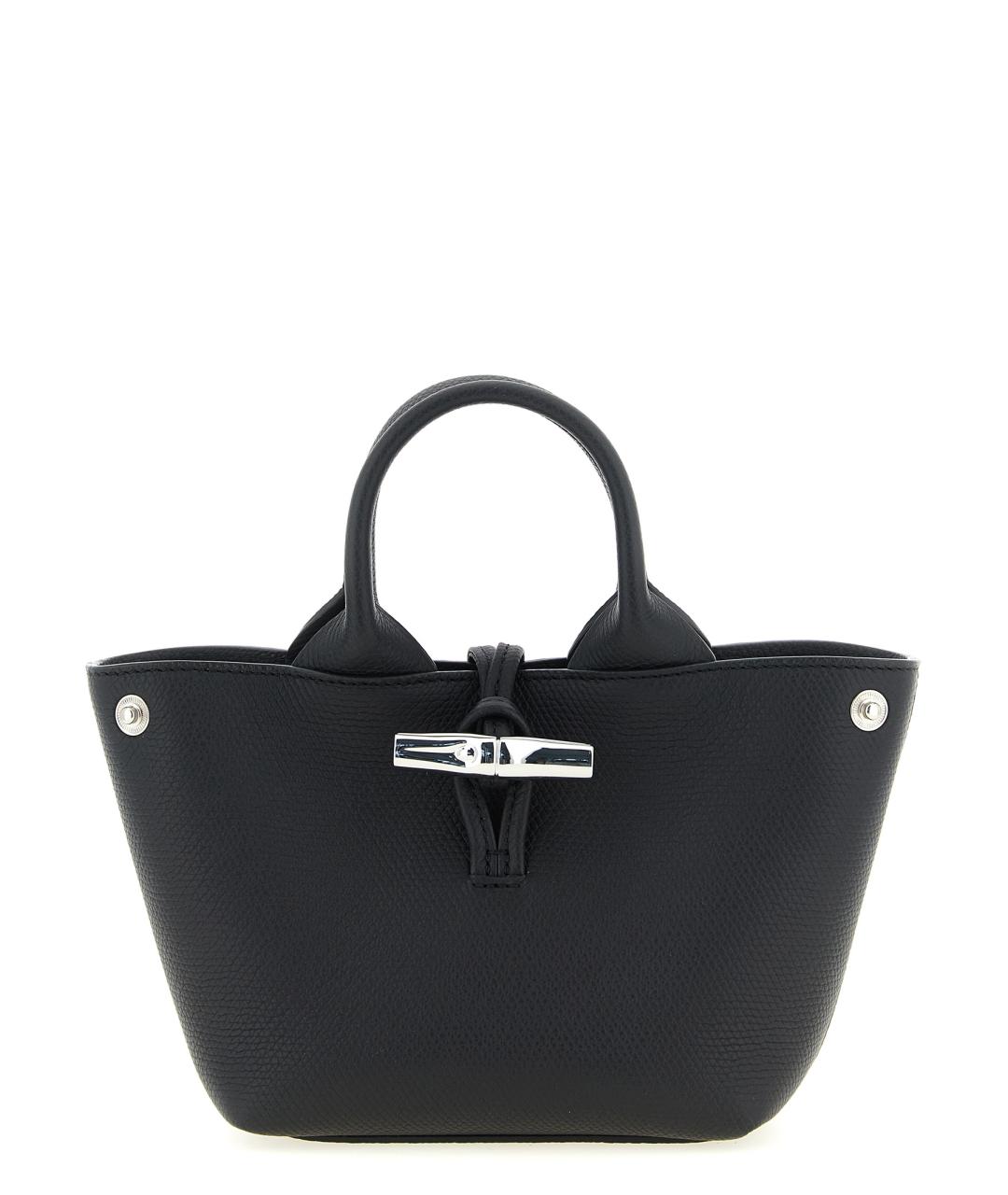 LONGCHAMP Черная кожаная сумка тоут, фото 1