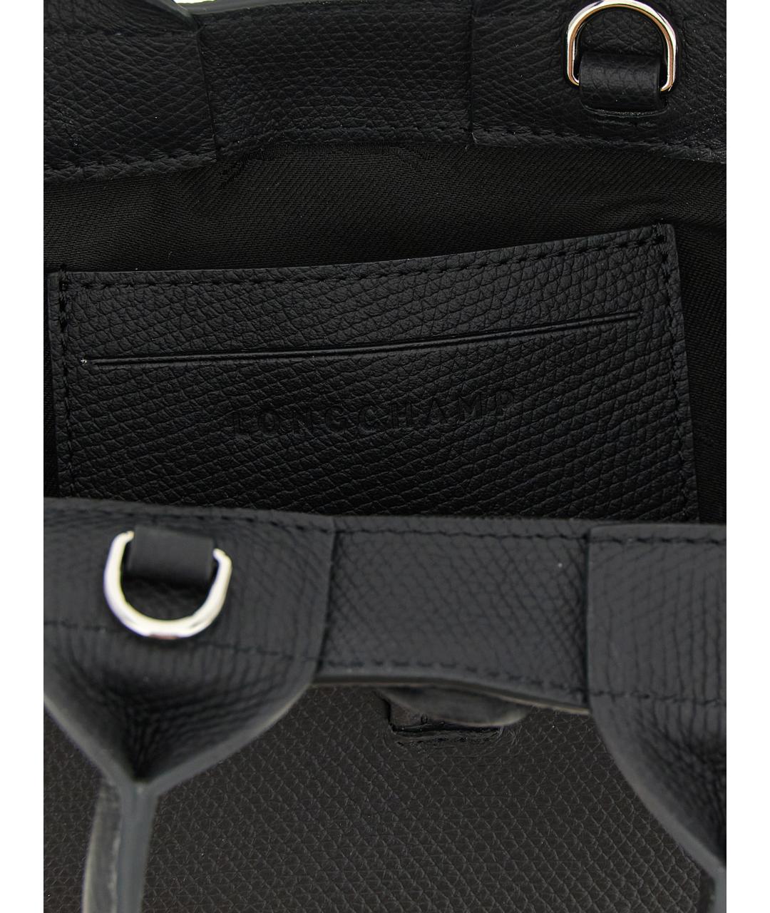 LONGCHAMP Черная кожаная сумка тоут, фото 4