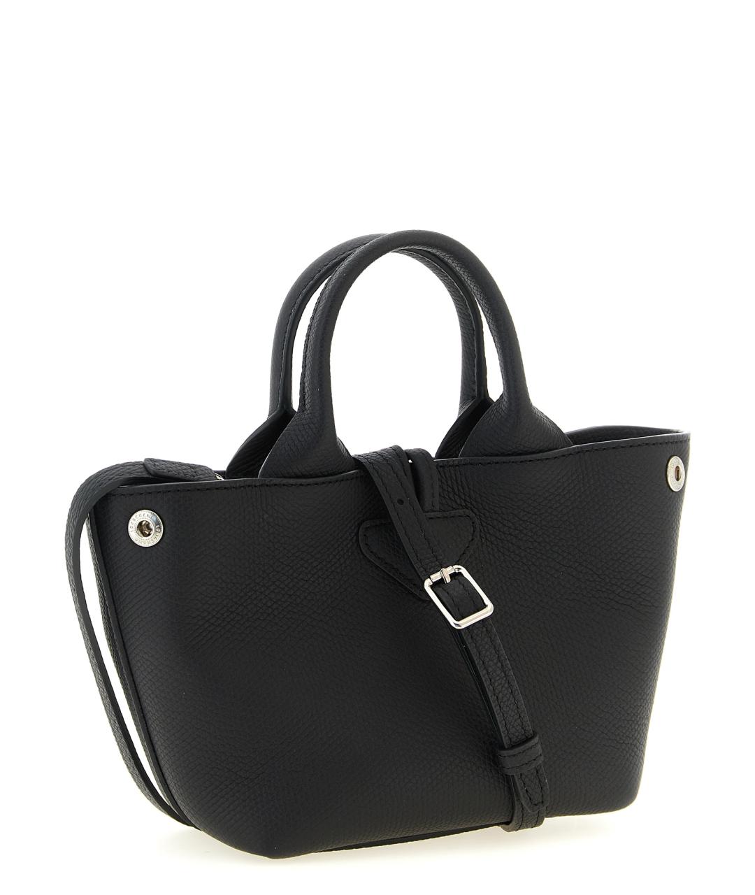 LONGCHAMP Черная кожаная сумка тоут, фото 2