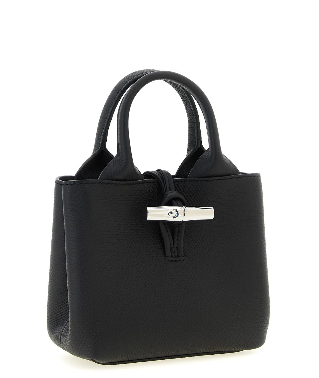 LONGCHAMP Черная кожаная сумка тоут, фото 3