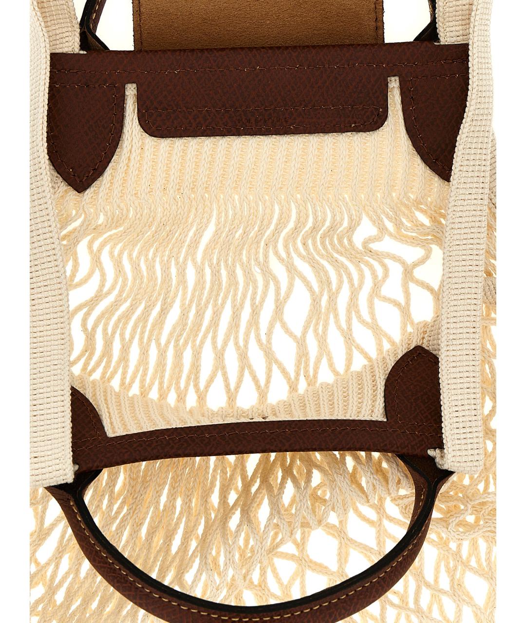 LONGCHAMP Бежевая хлопковая сумка через плечо, фото 4