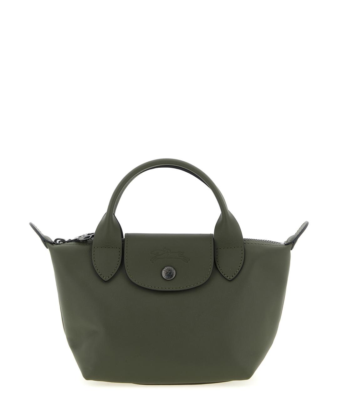 LONGCHAMP Зеленая кожаная сумка тоут, фото 1