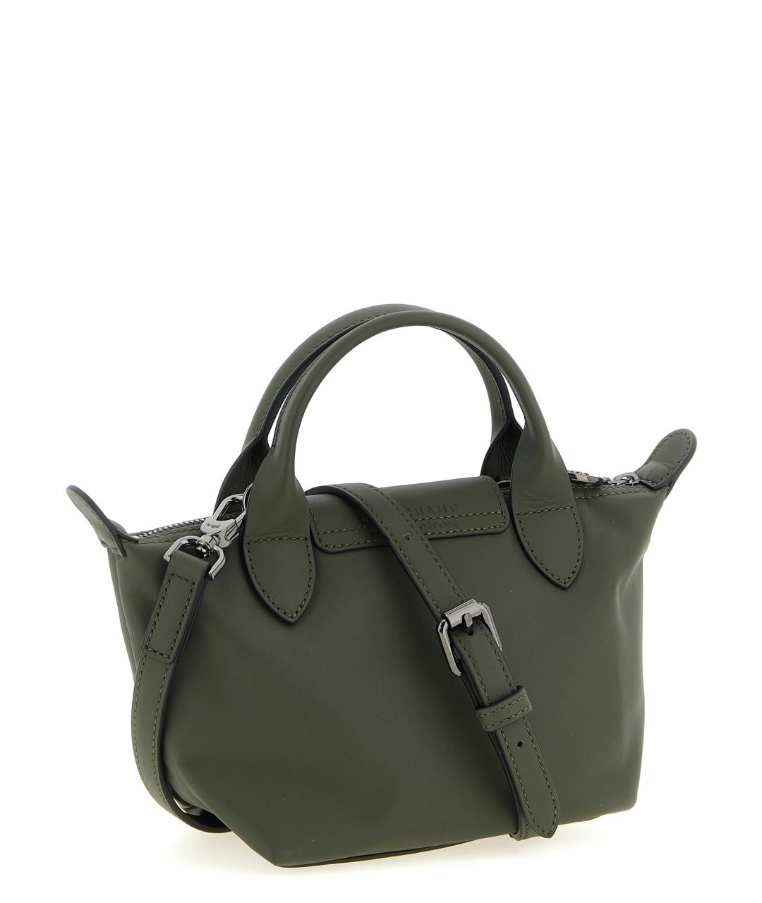 LONGCHAMP Зеленая кожаная сумка тоут, фото 2