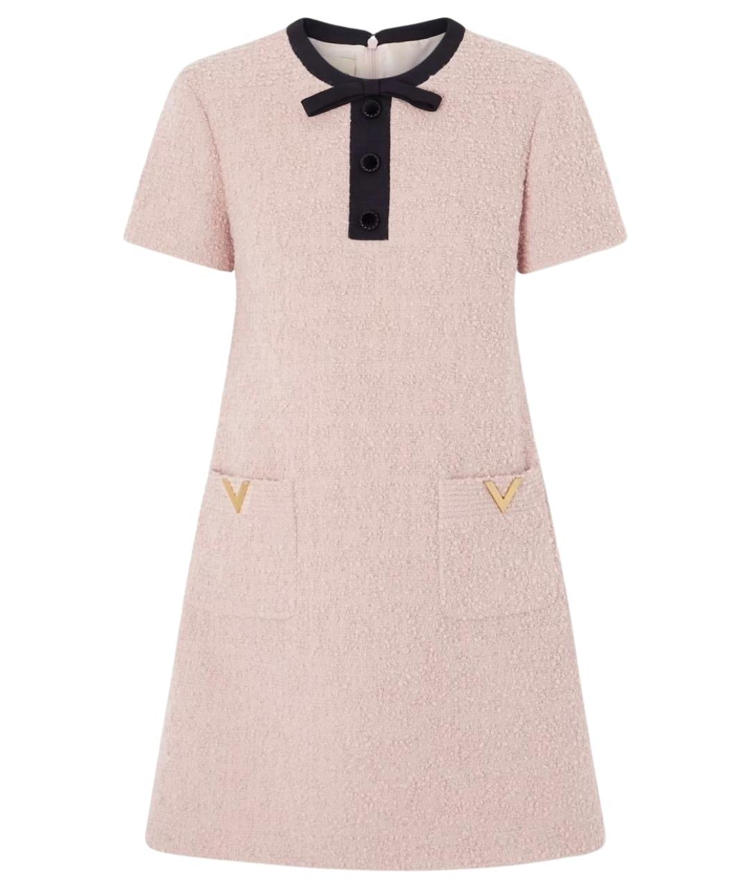 VALENTINO Розовое шерстяное коктейльное платье, фото 1