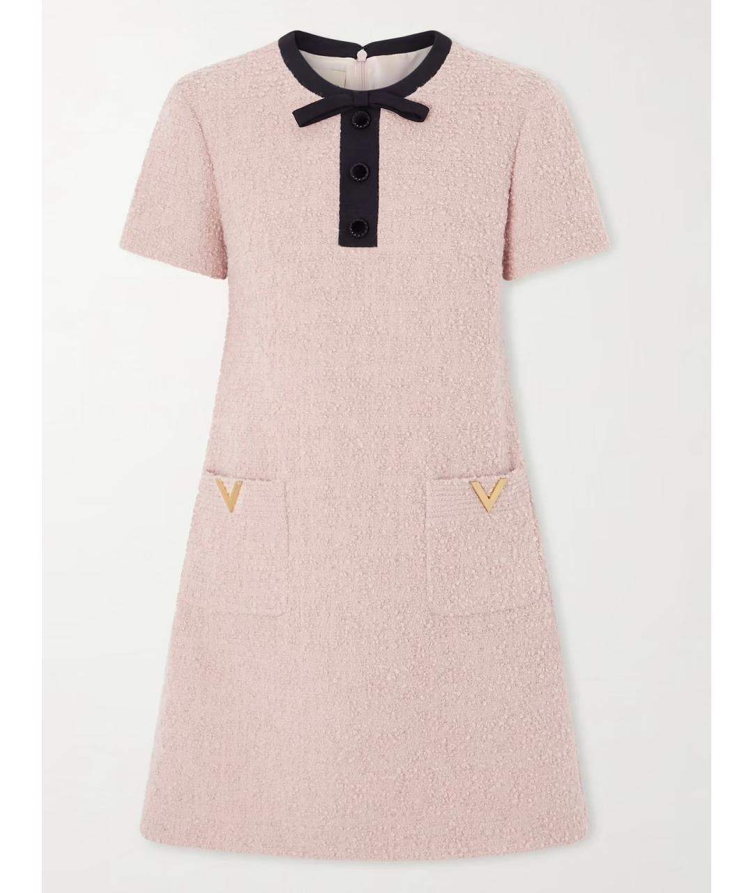 VALENTINO Розовое шерстяное коктейльное платье, фото 9