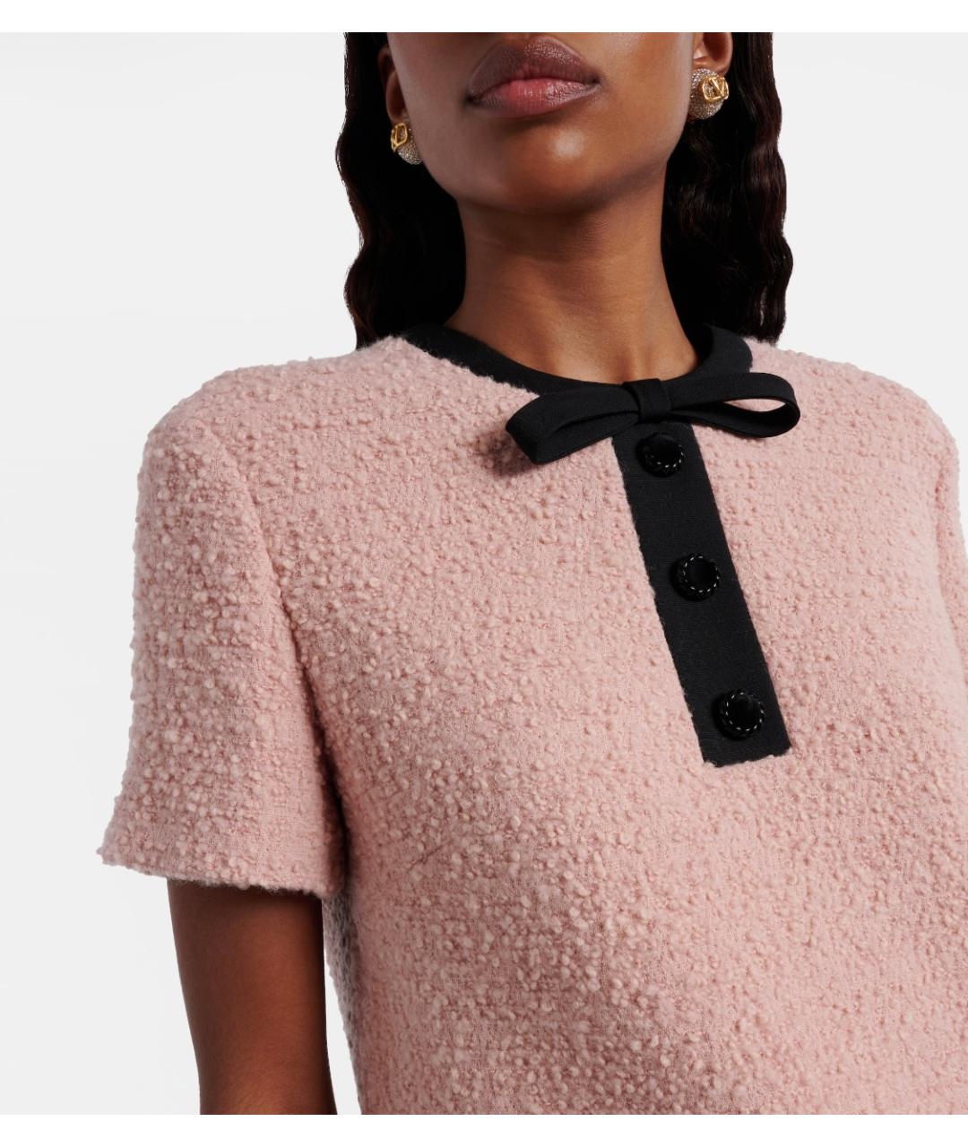VALENTINO Розовое шерстяное коктейльное платье, фото 4