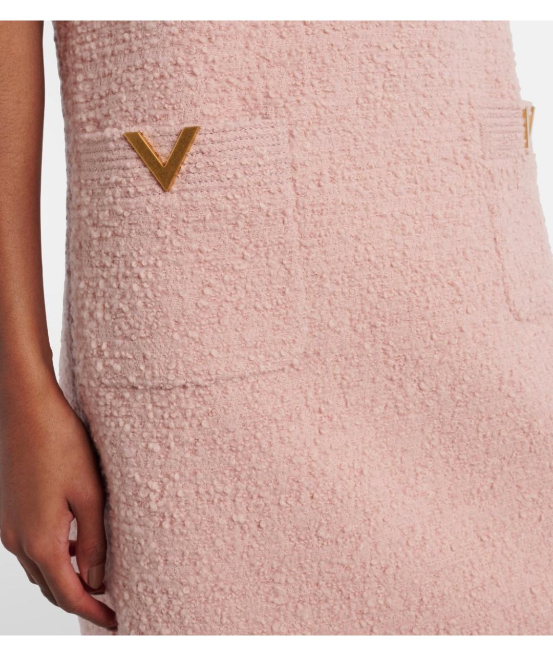 VALENTINO Розовое шерстяное коктейльное платье, фото 5