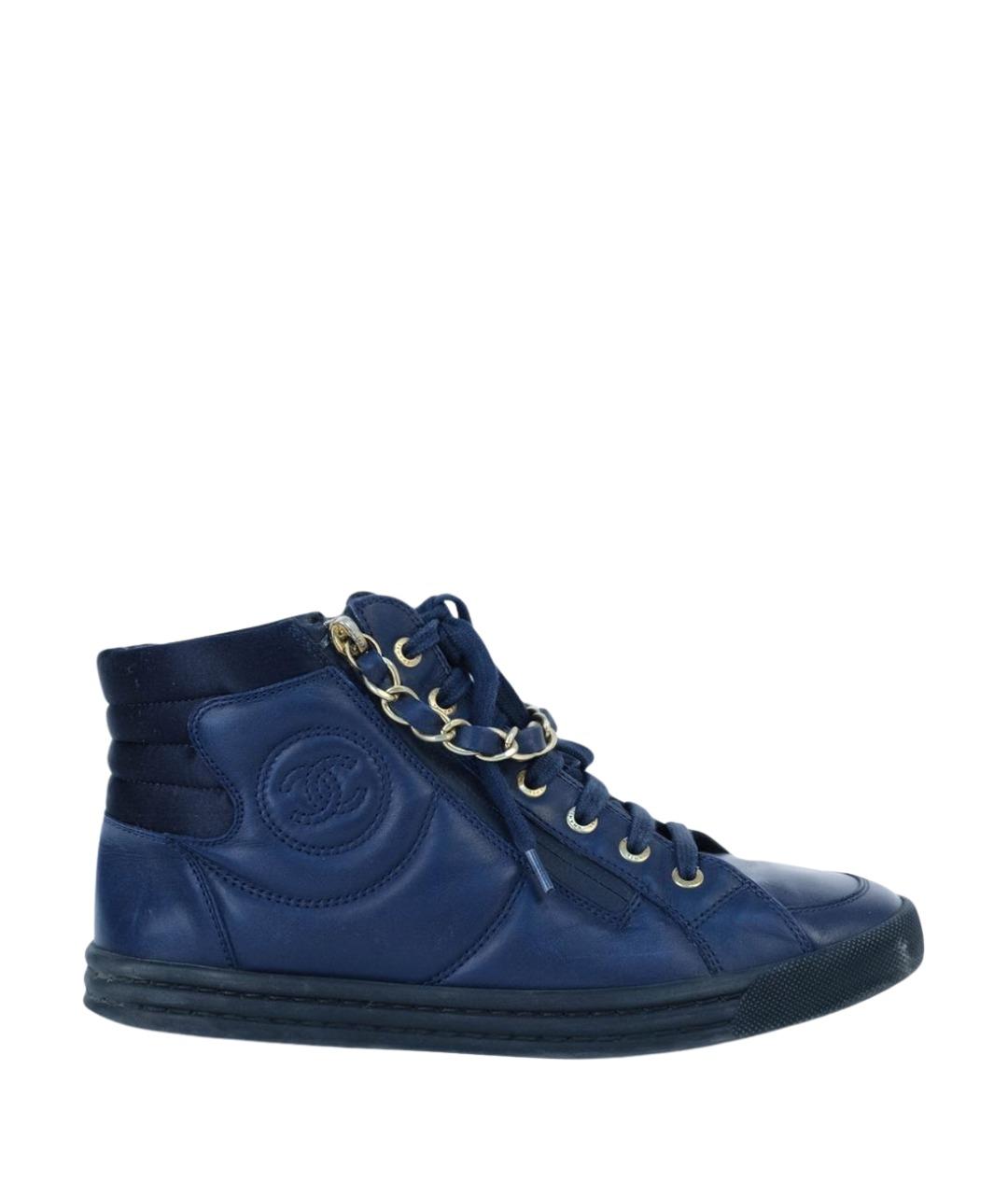 CHANEL Синие кожаные кеды, фото 1