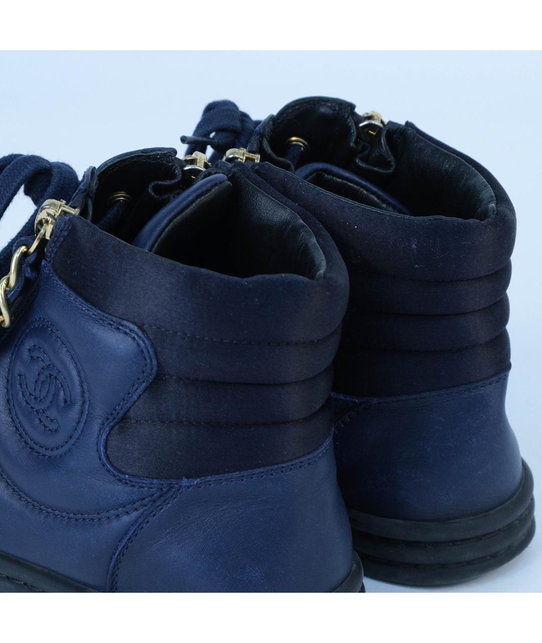 CHANEL Синие кожаные кеды, фото 6