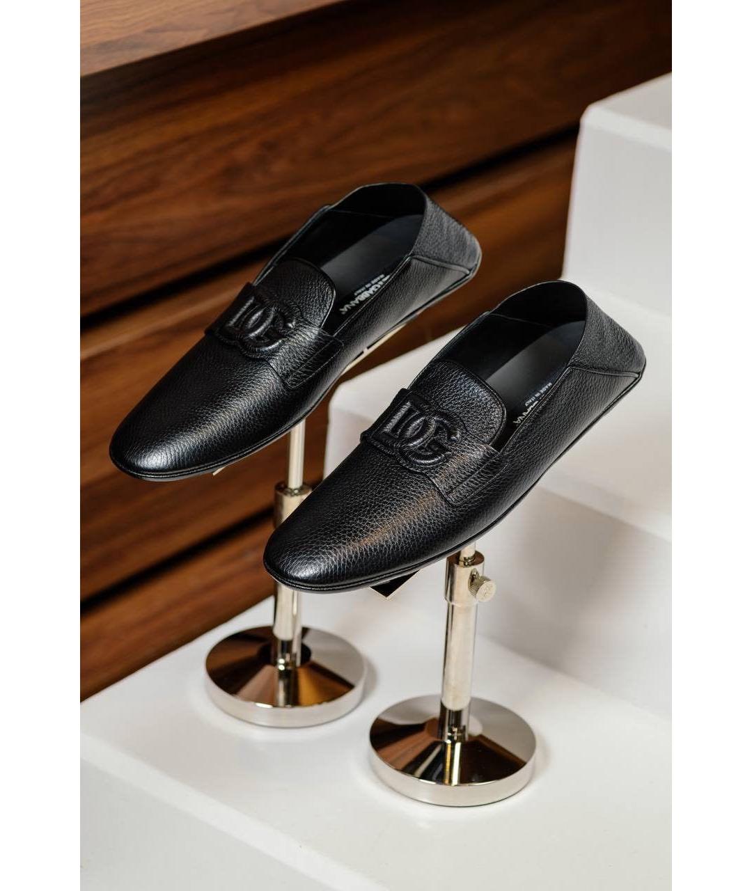DOLCE&GABBANA Черные кожаные мокасины, фото 2