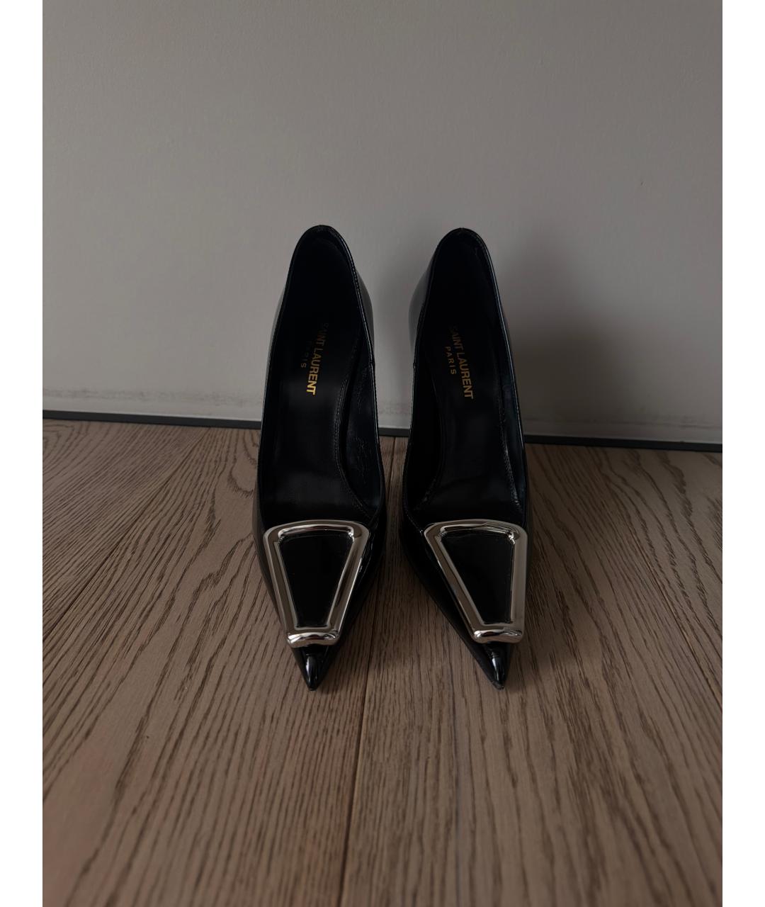 SAINT LAURENT Черные туфли из лакированной кожи, фото 2
