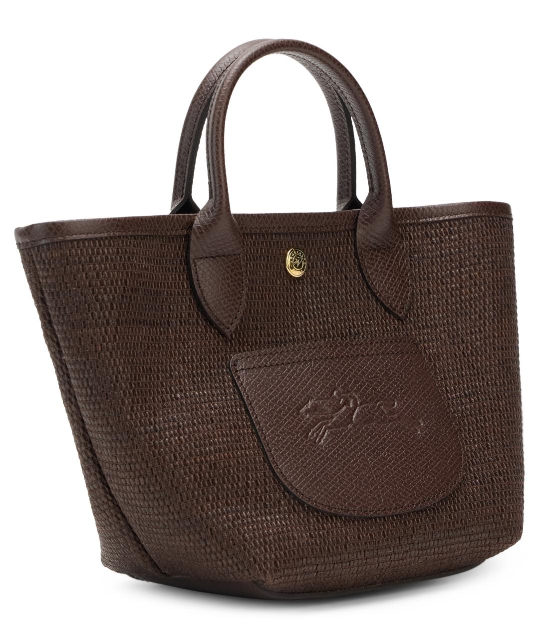 LONGCHAMP Коричневая сумка с короткими ручками из канвы, фото 3