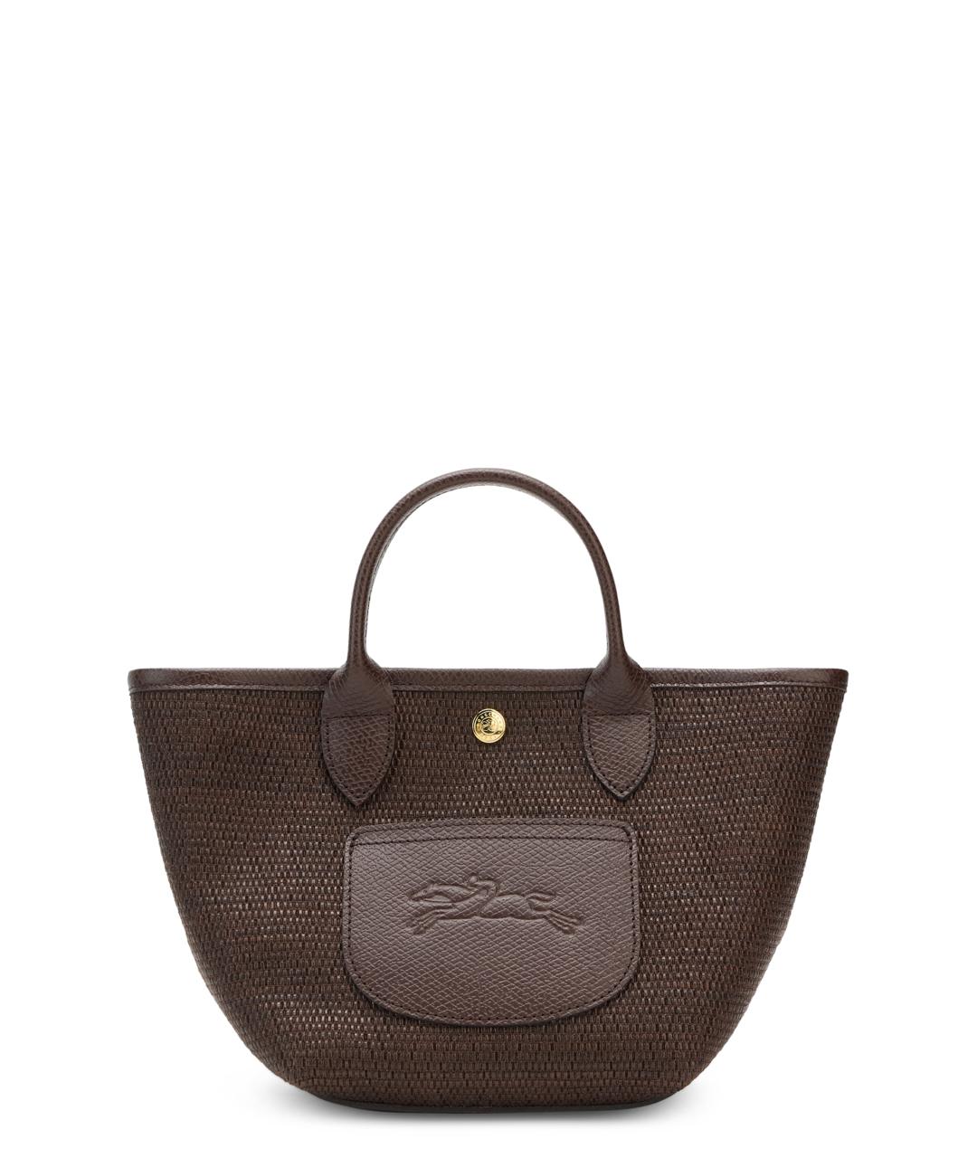 LONGCHAMP Коричневая сумка с короткими ручками из канвы, фото 1