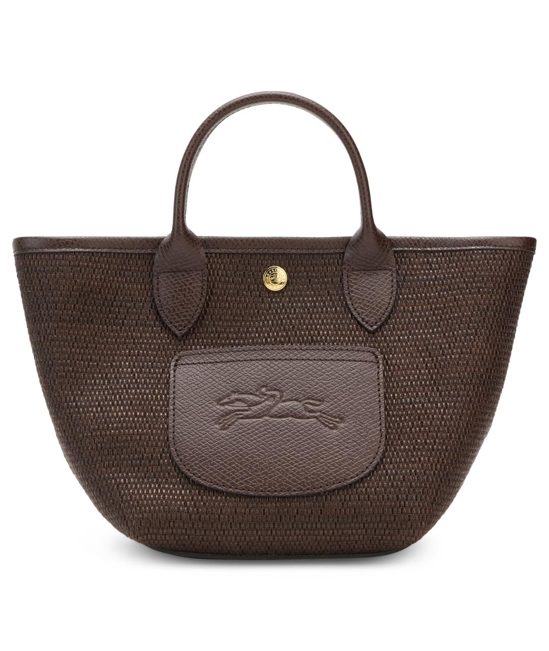 LONGCHAMP Коричневая сумка с короткими ручками из канвы, фото 2