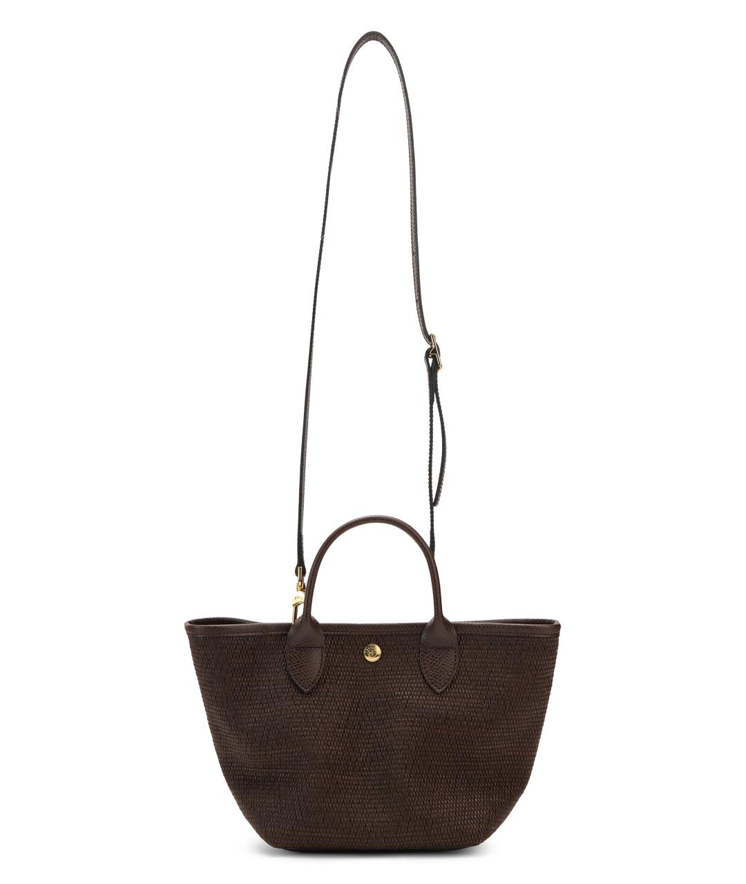 LONGCHAMP Коричневая сумка с короткими ручками из канвы, фото 4