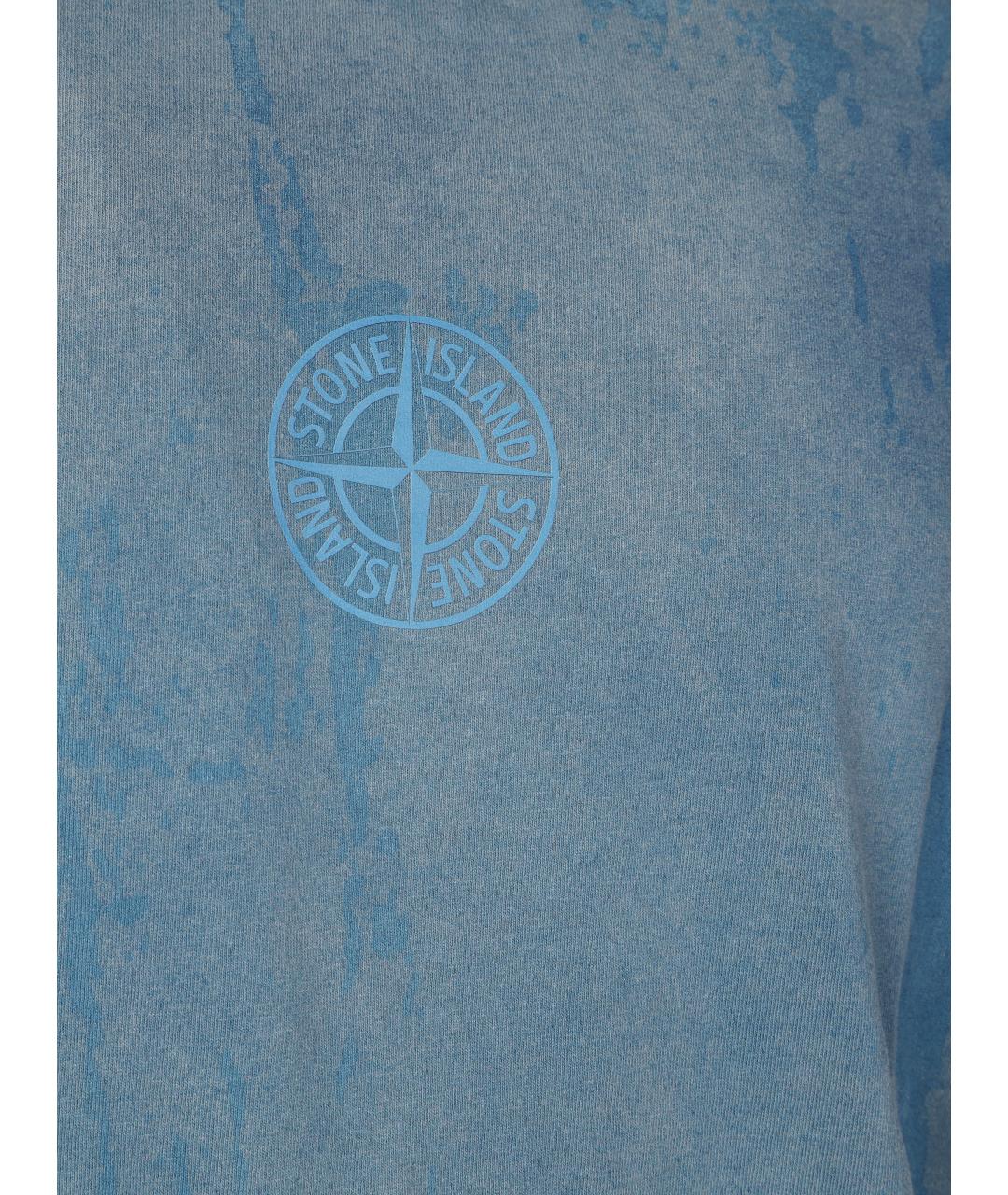 STONE ISLAND Голубая хлопковая футболка, фото 2