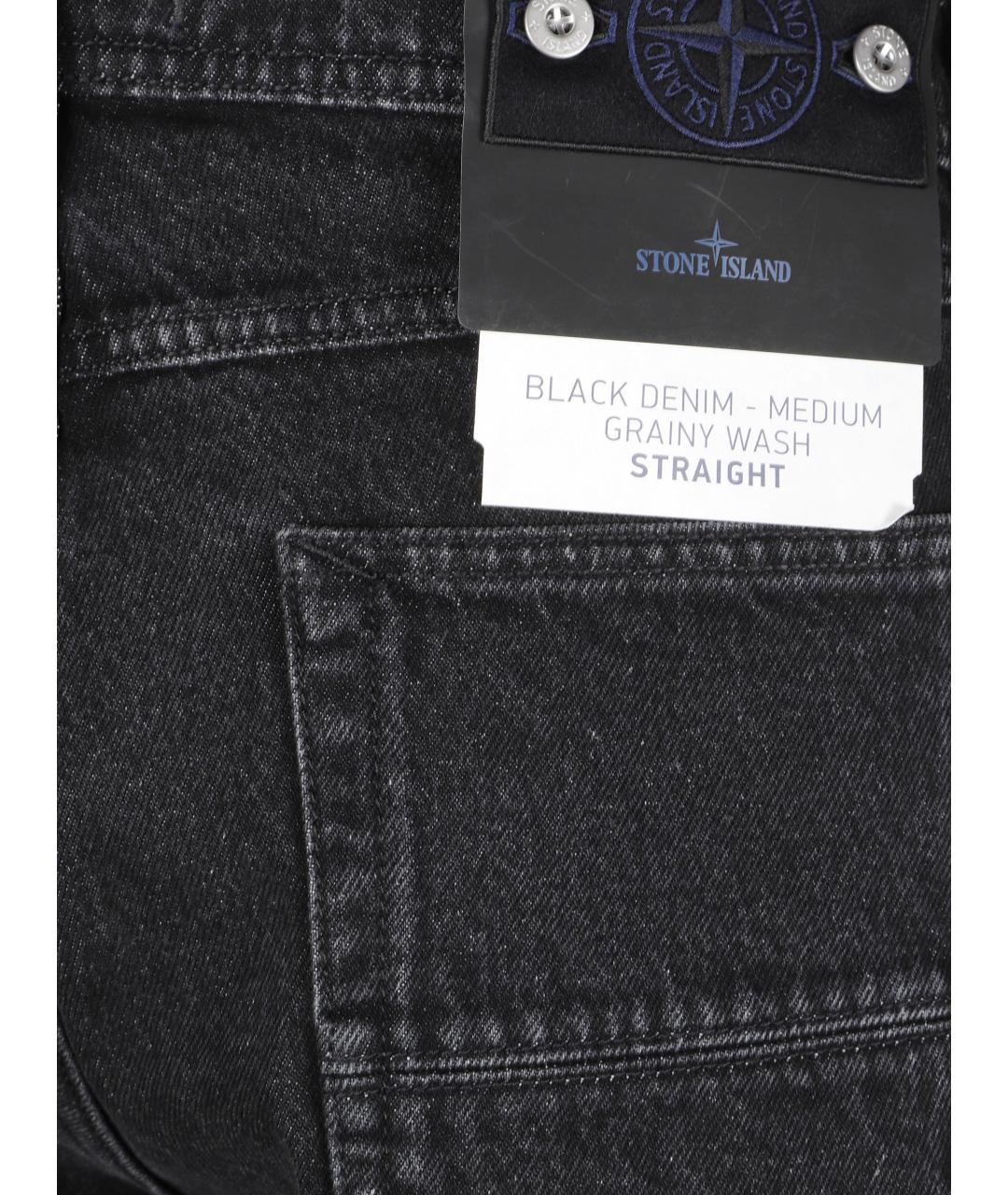 STONE ISLAND Черные хлопковые прямые джинсы, фото 2