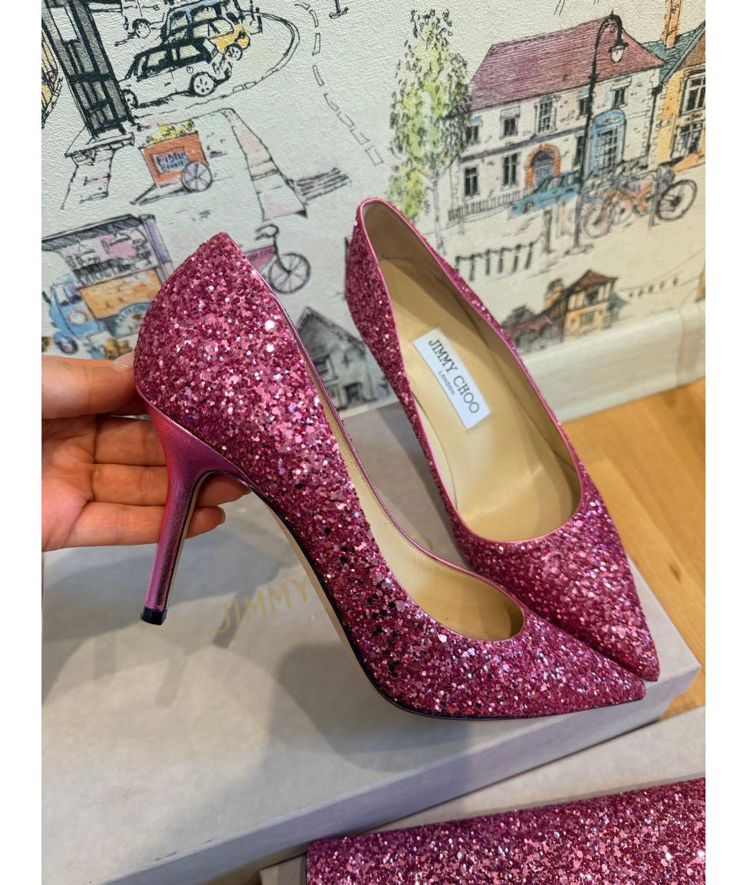 JIMMY CHOO Розовые кожаные туфли, фото 5