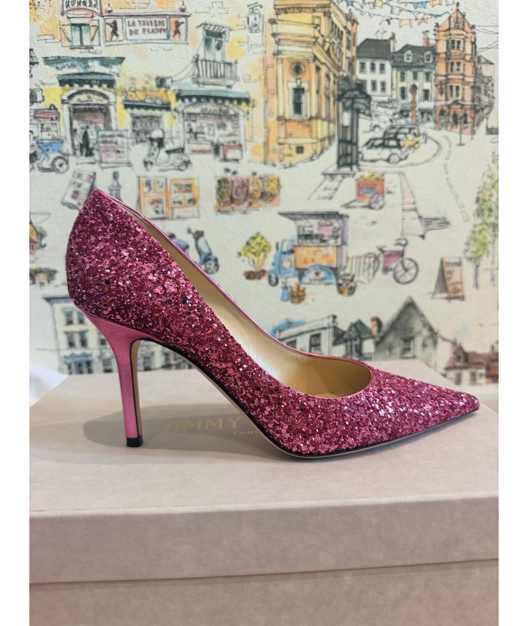JIMMY CHOO Розовые кожаные туфли, фото 9