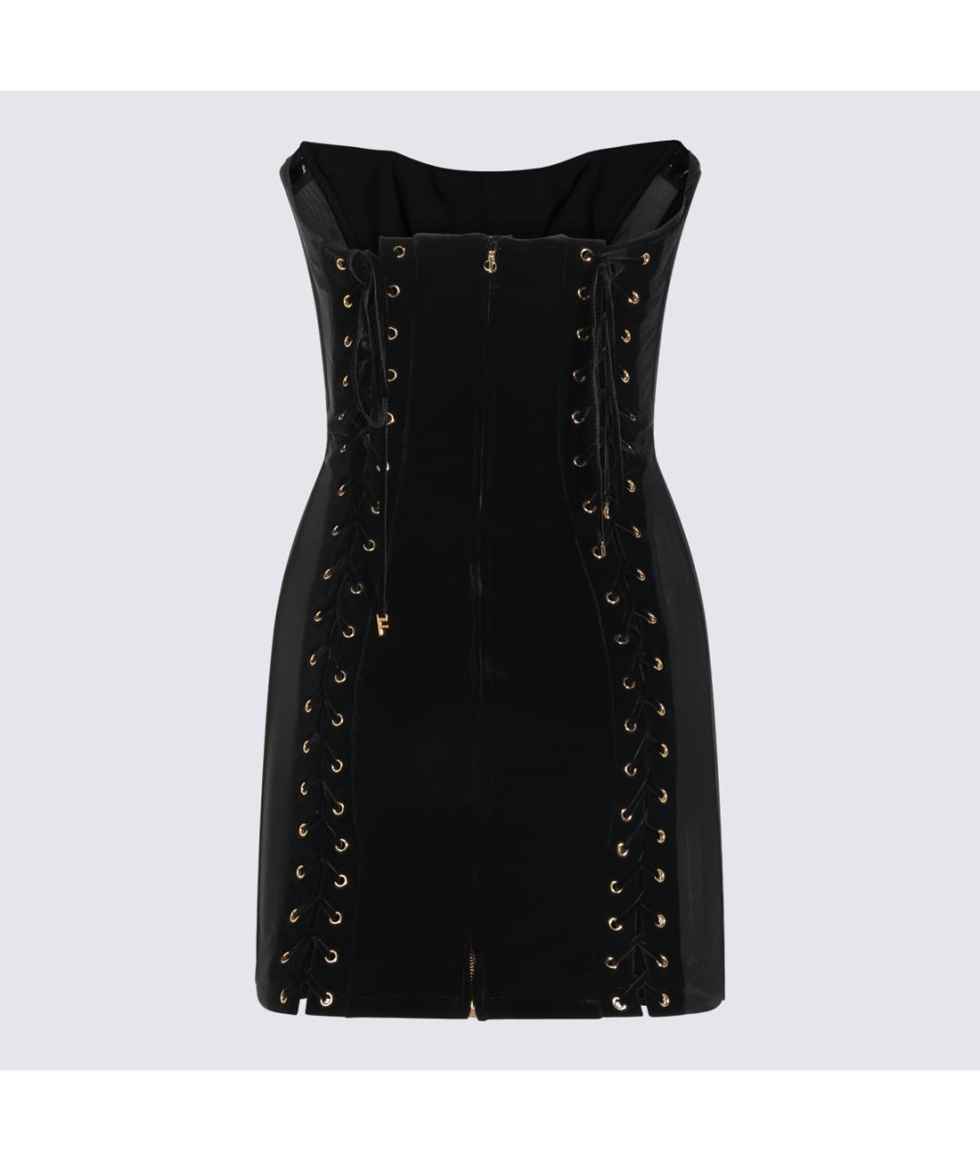 ELISABETTA FRANCHI Черное синтетическое коктейльное платье, фото 2