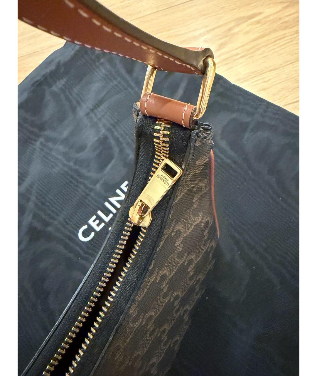 CELINE Коричневая сумка через плечо из канвы, фото 7