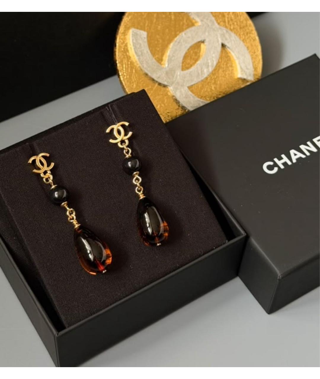 CHANEL Коричневые серьги, фото 3