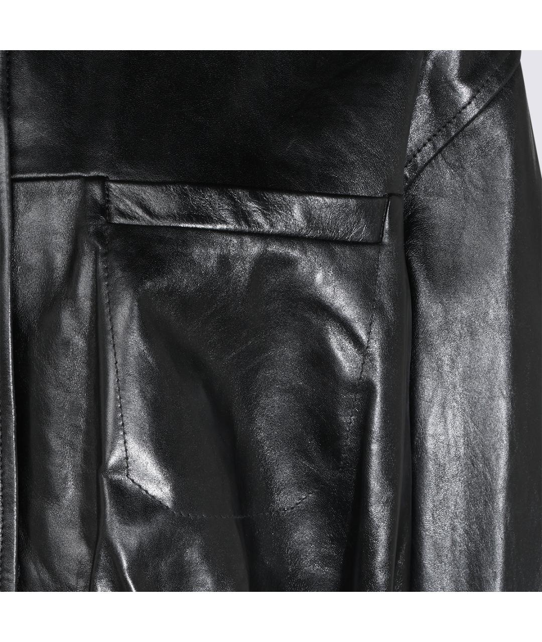SPORTMAX Черная кожаная куртка, фото 4