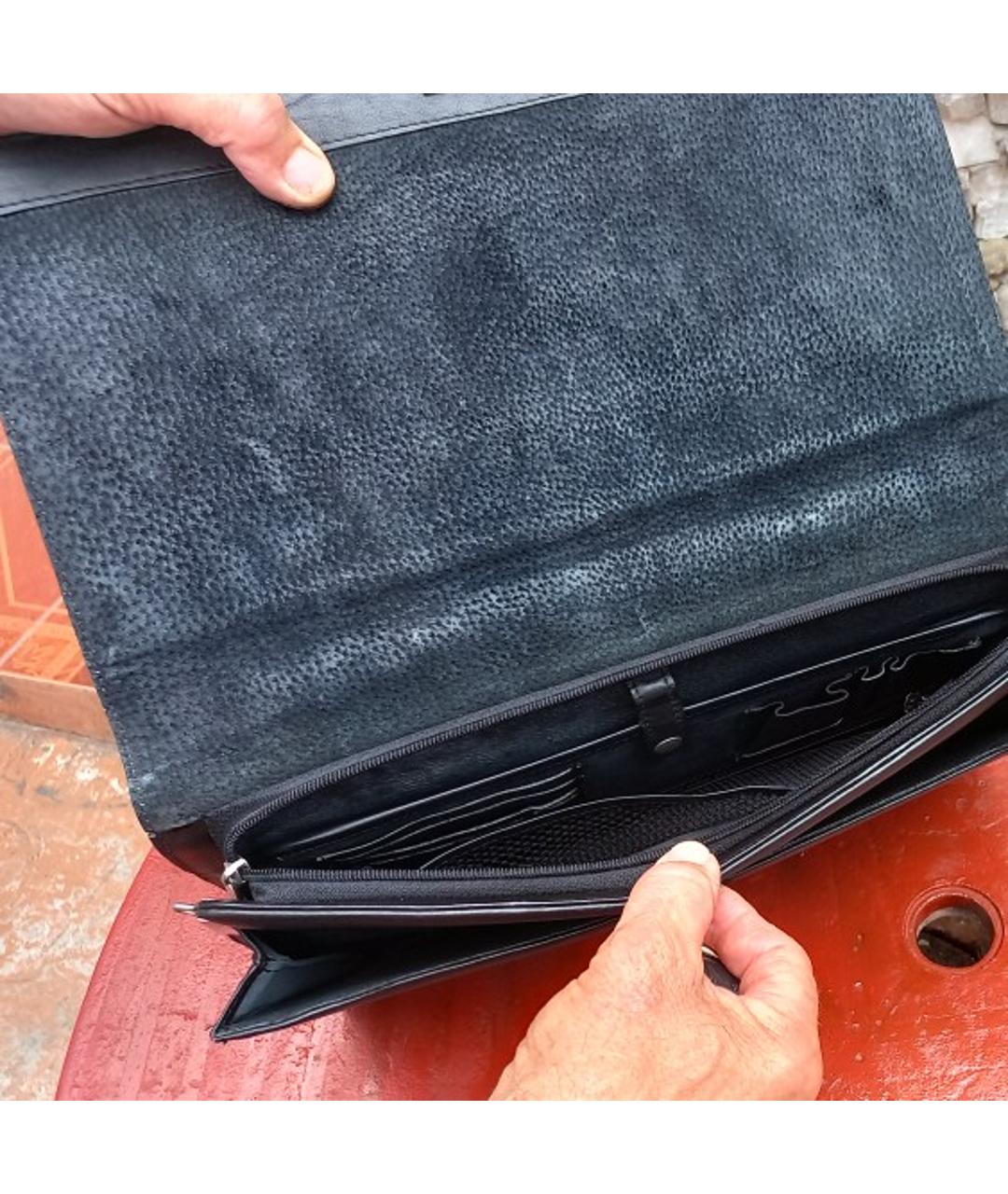 GIANFRANCO FERRE VINTAGE Черный кожаный портфель, фото 3