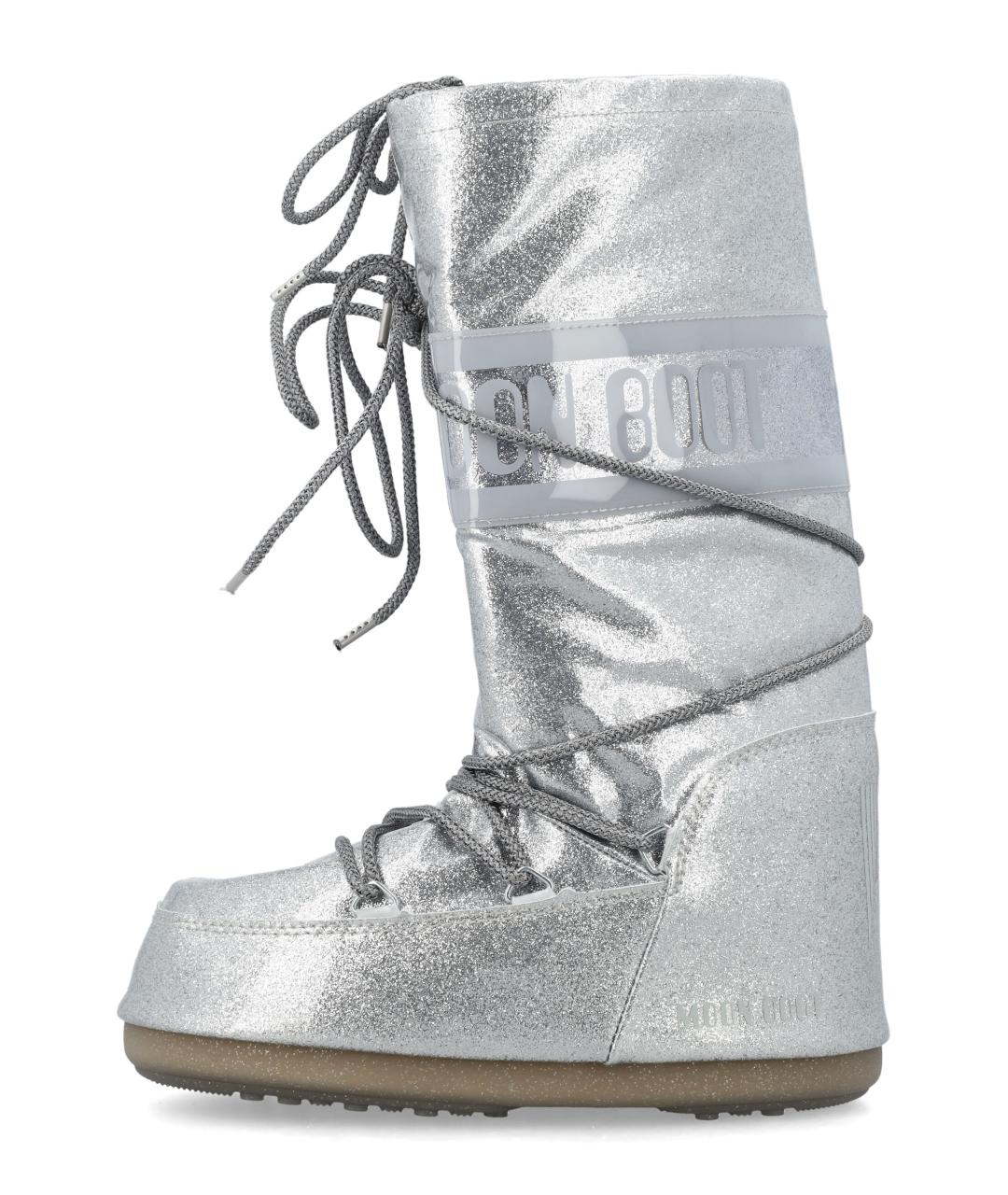 MOON BOOT Серебряные синтетические сапоги, фото 3