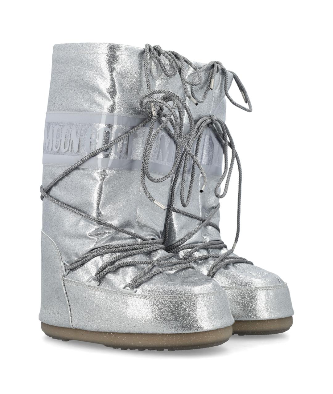 MOON BOOT Серебряные синтетические сапоги, фото 6