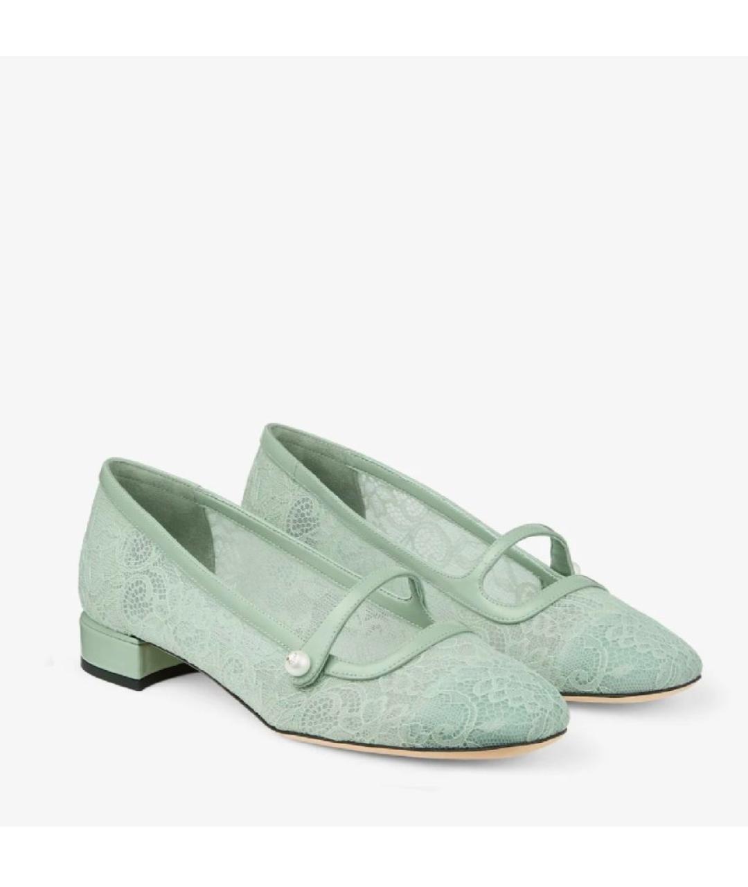 JIMMY CHOO Зеленые синтетические лодочки на низком каблуке, фото 5