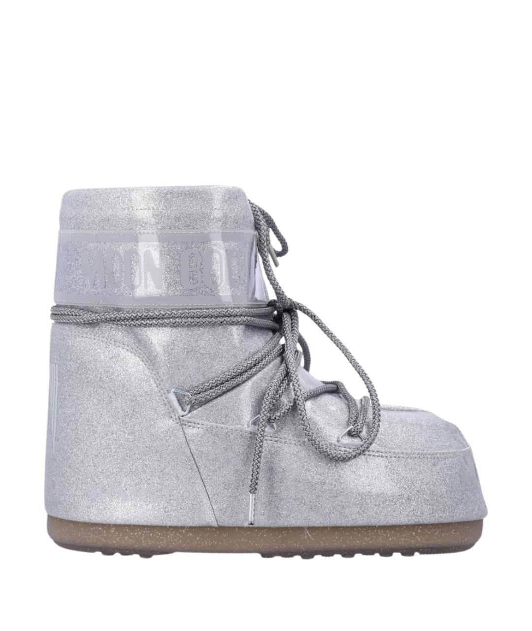 MOON BOOT Серебряные синтетические ботинки, фото 1