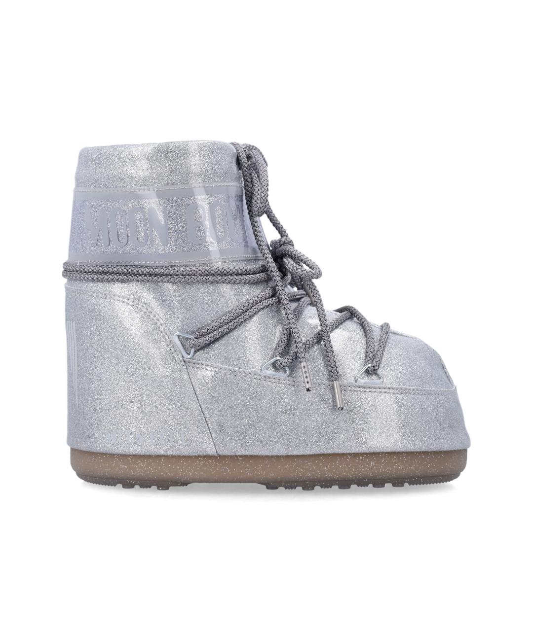 MOON BOOT Серебряные синтетические ботинки, фото 5