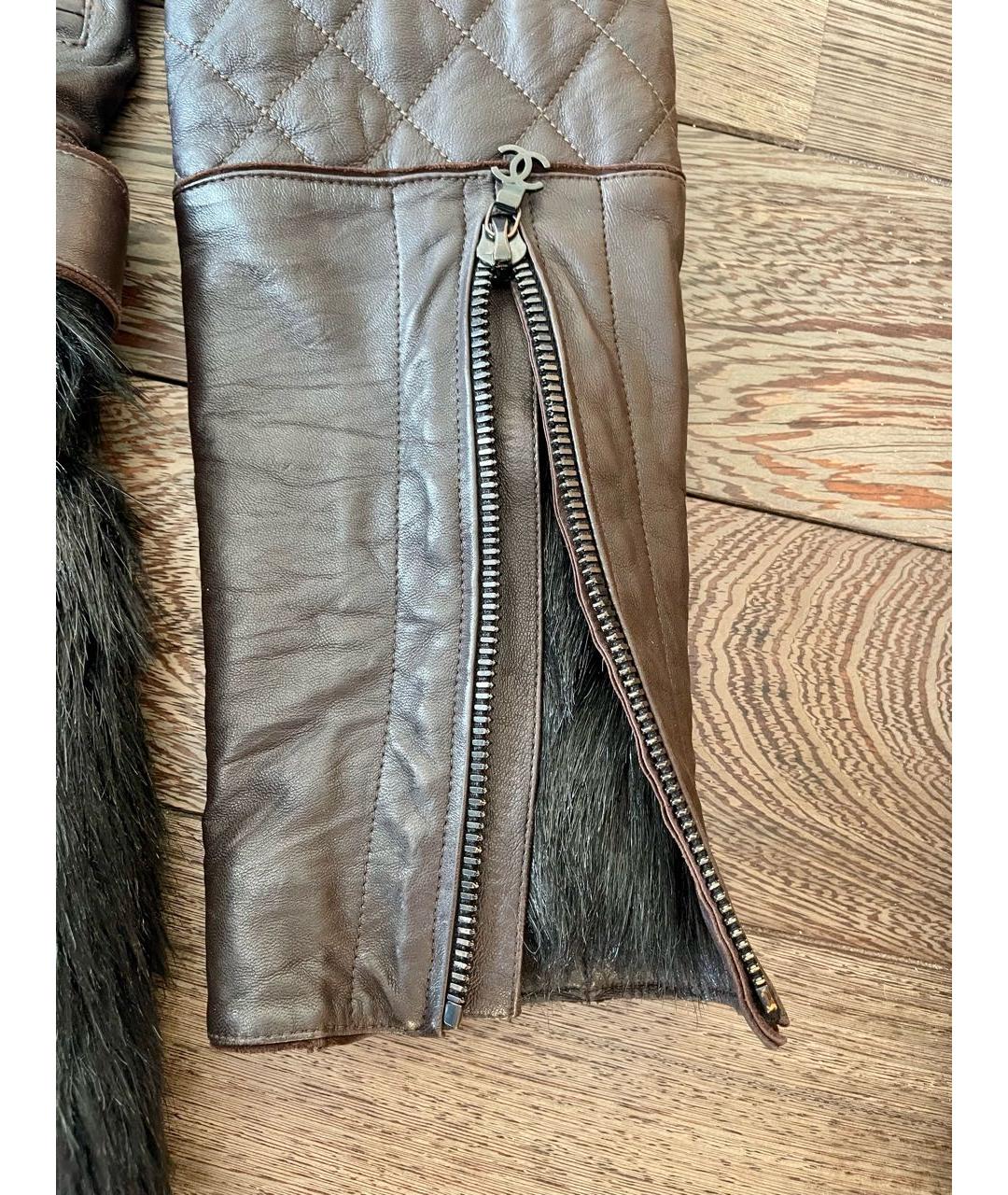 CHANEL Коричневая кожаная куртка, фото 4