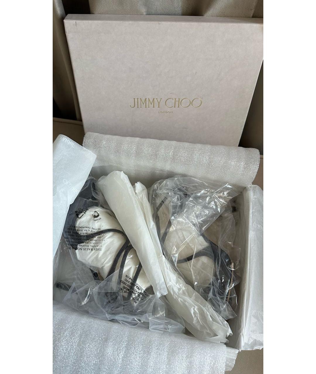 JIMMY CHOO Антрацитовые кожаные босоножки, фото 7