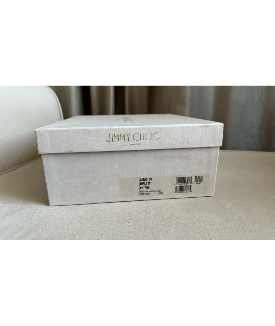 JIMMY CHOO Антрацитовые кожаные босоножки, фото 6