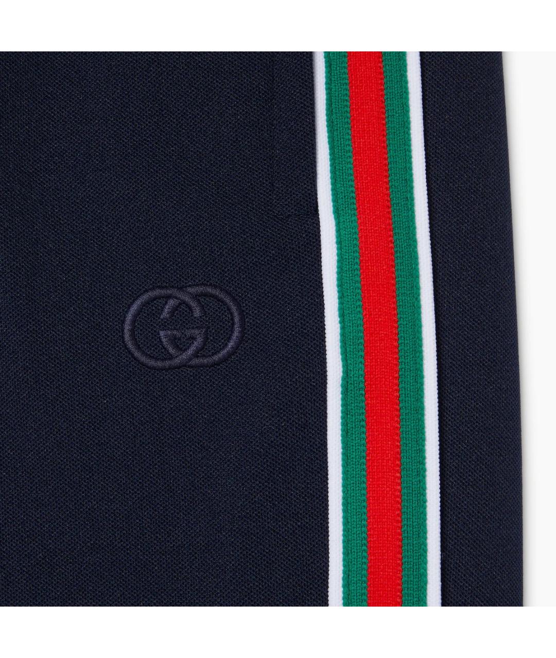 GUCCI Темно-синие полиэстеровые брюки широкие, фото 2
