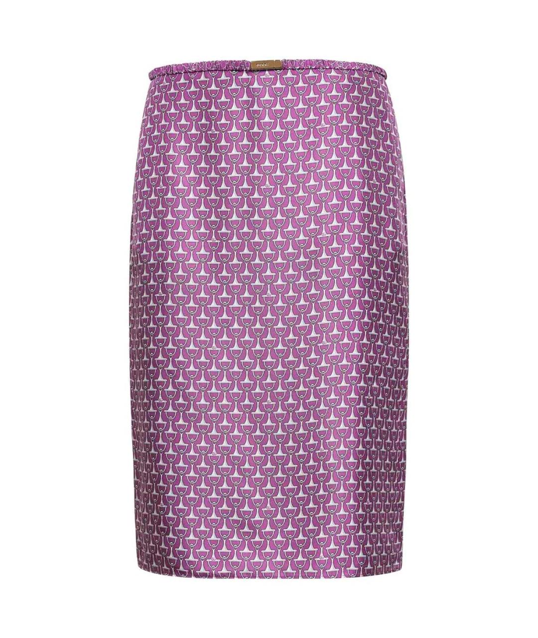 GUCCI Фиолетовая шелковая юбка миди, фото 1