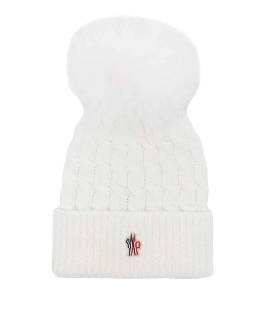 MONCLER GRENOBLE Белая шерстяная шапка, фото 1