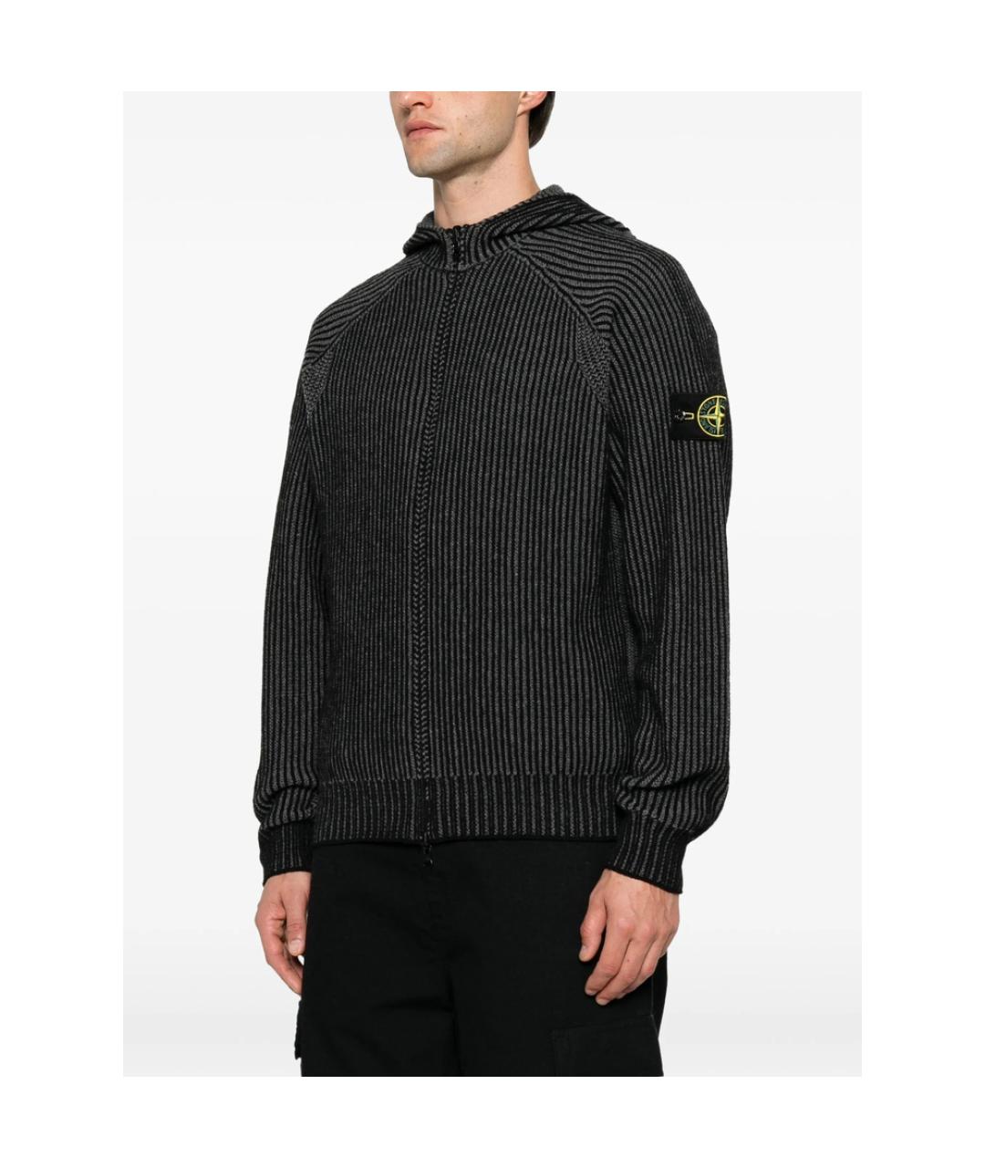 STONE ISLAND Черный кашемировый кардиган, фото 3
