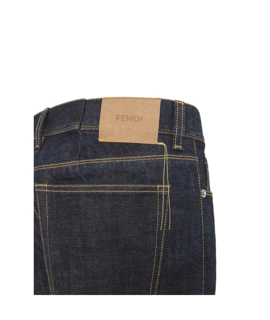 FENDI Синие хлопковые прямые джинсы, фото 2