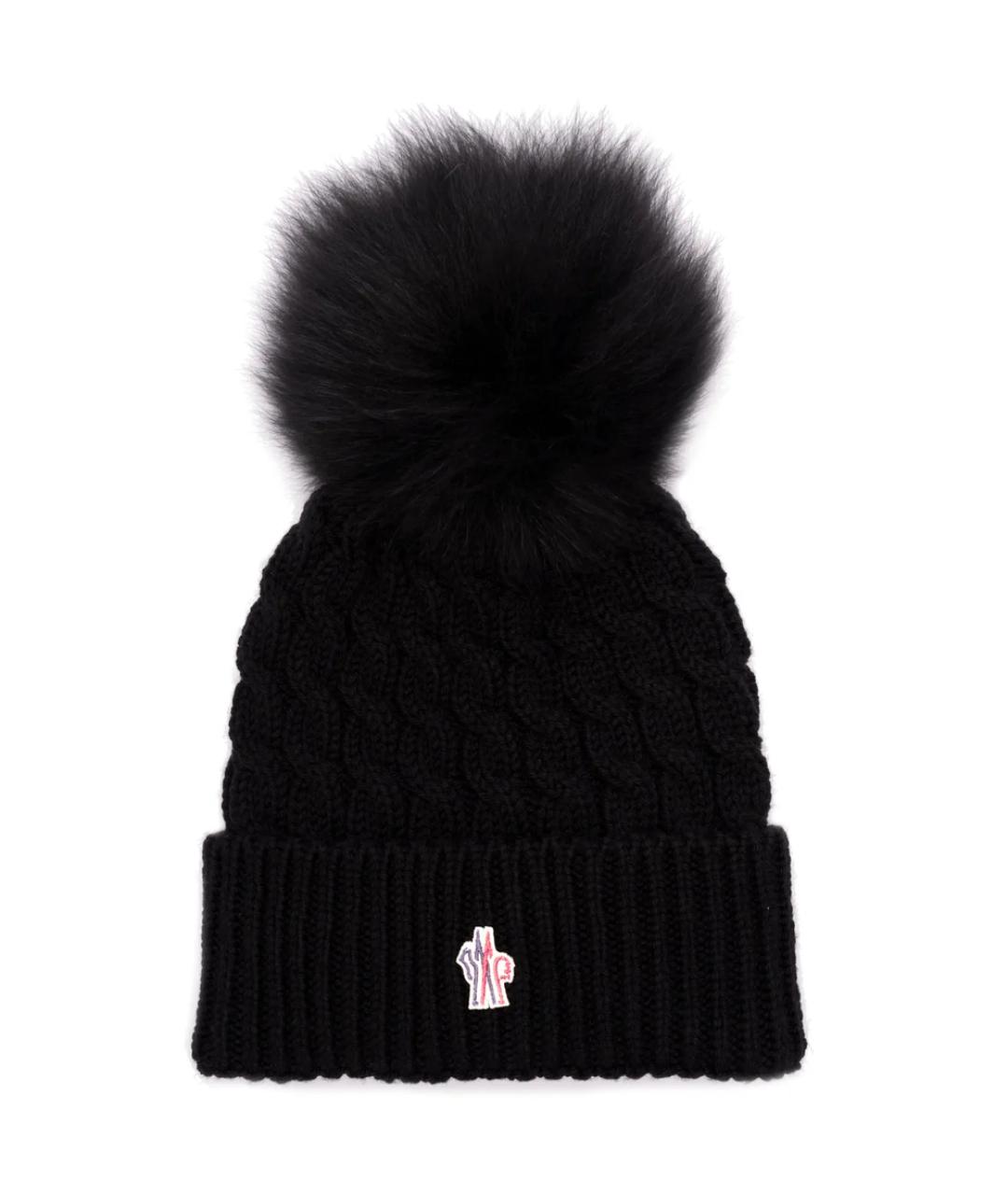 MONCLER GRENOBLE Черная шерстяная шапка, фото 1
