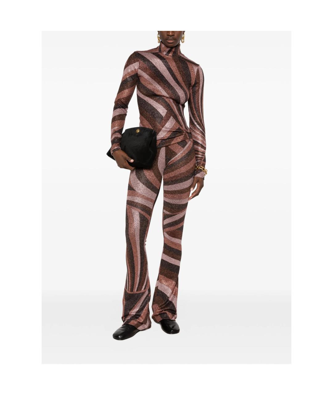 PUCCI Коричневые вискозные прямые брюки, фото 2