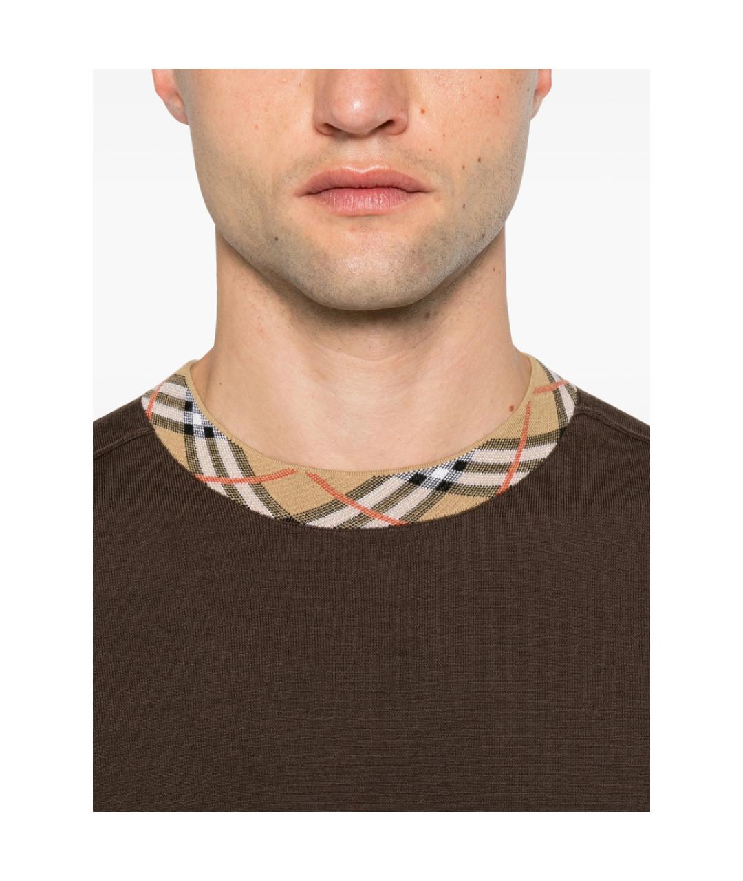 BURBERRY Коричневый шерстяной джемпер / свитер, фото 3