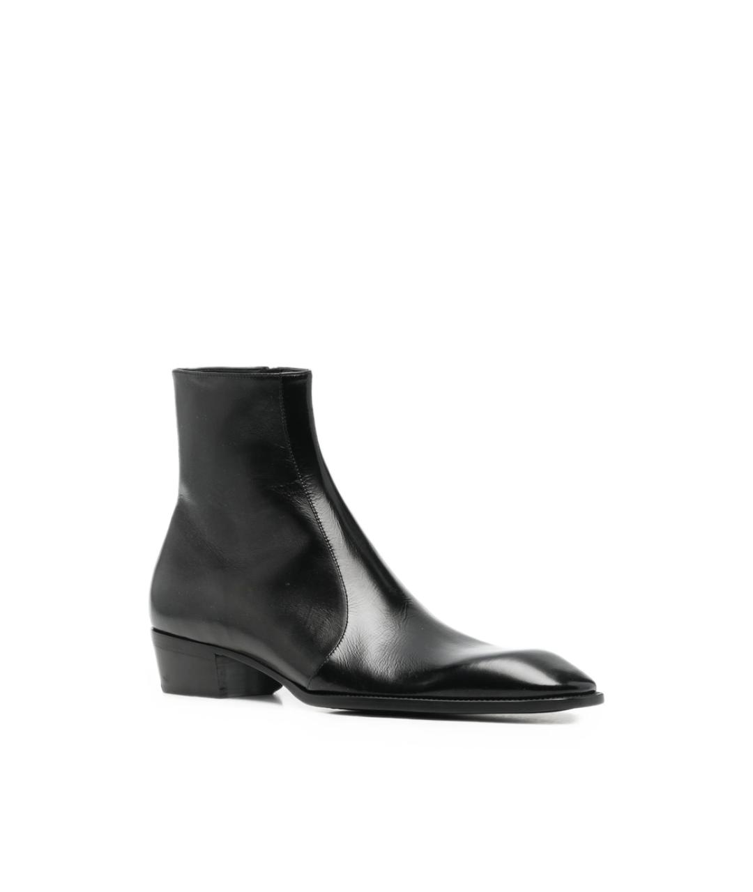 SAINT LAURENT Черные кожаные высокие ботинки, фото 3