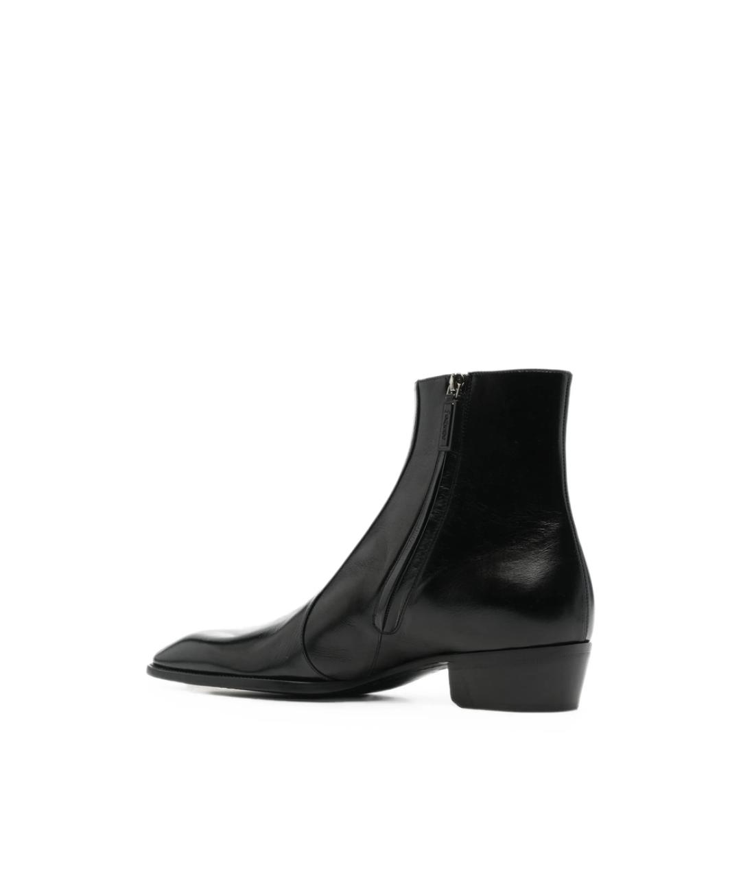 SAINT LAURENT Черные кожаные высокие ботинки, фото 4